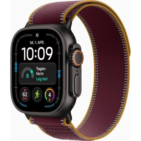 Apple Watch Ultra 4 49mm Black Titanium with Burgundy Trail Loop M/L MJC44